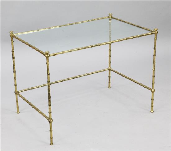 A Maison Bagues style brass coffee table, W.2ft 3in. D.1ft 6in. H.1ft 8in.